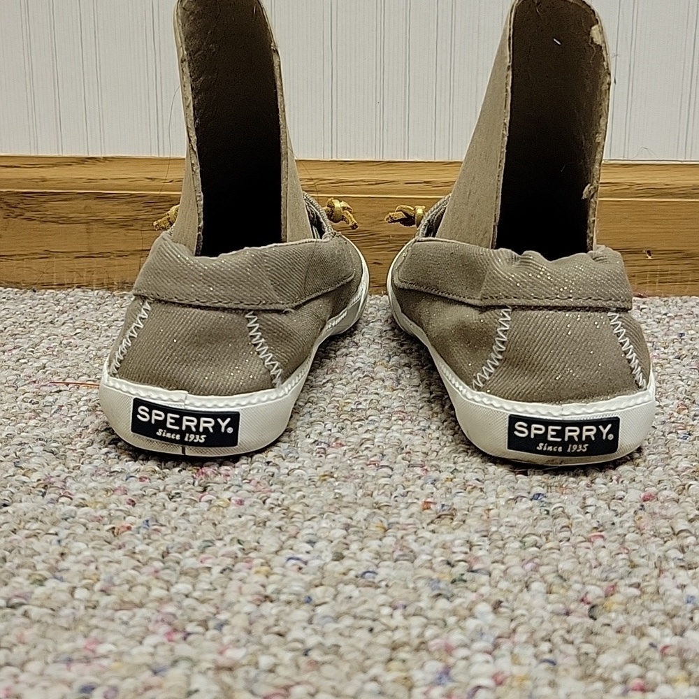 Sperry Cruise 2 Gold Glitter Boat Shoes women's 6.5 Fabric - Picture 3 of 7